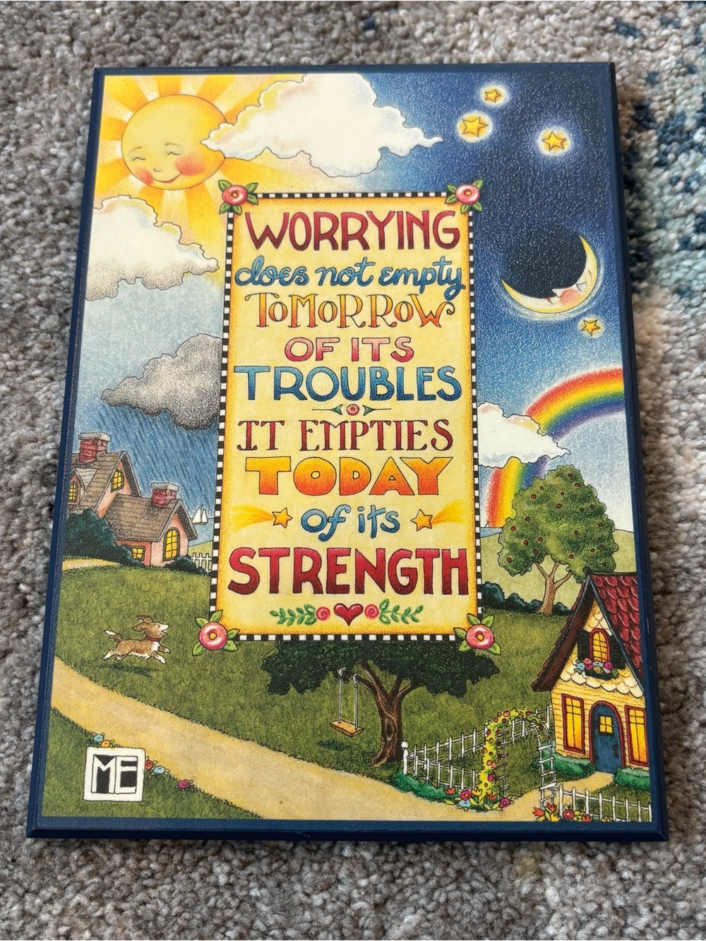 Mary Englebreit vintage colorplak print “worrying today”